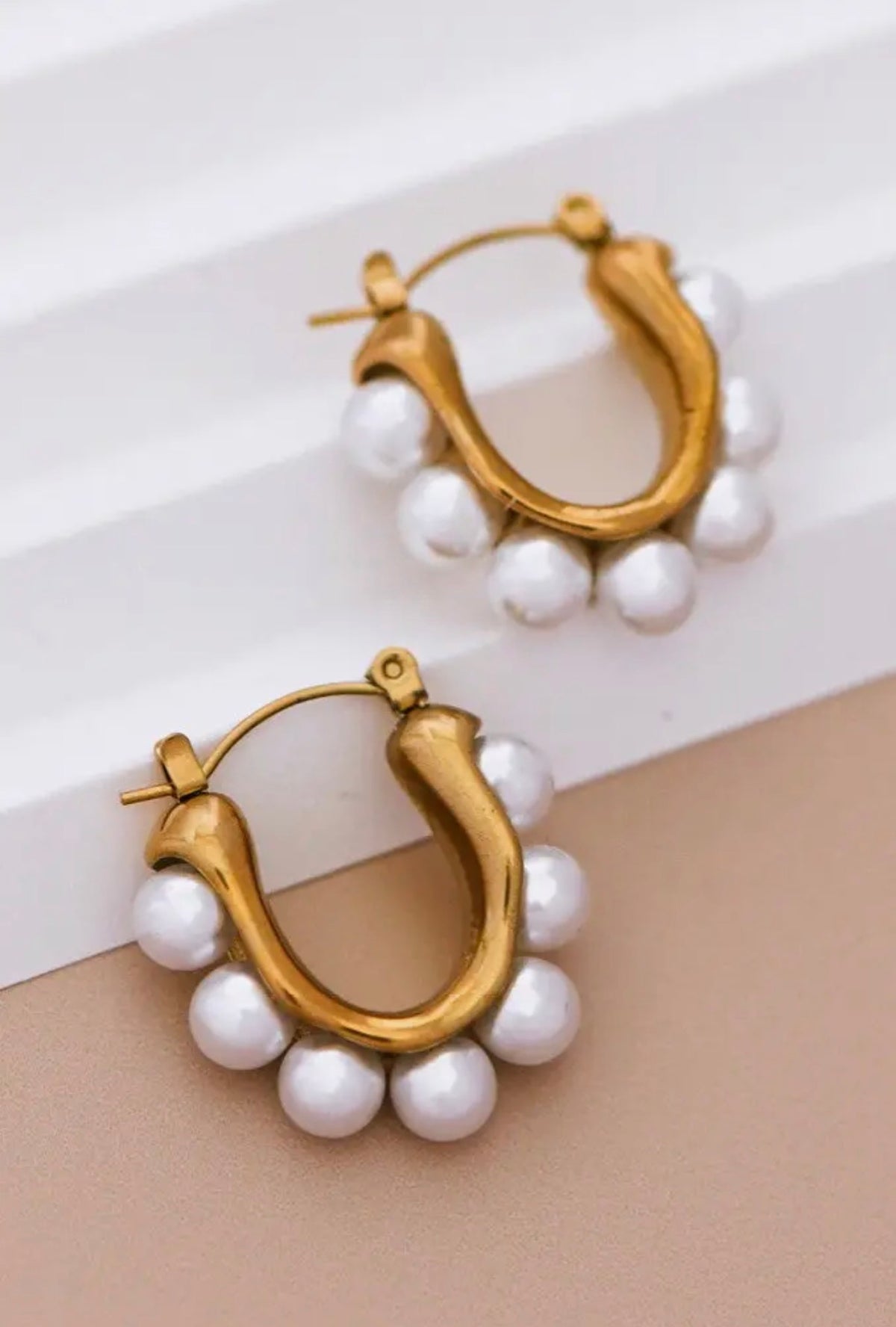 18K Gold Plated Waterproof Stainless Steel Hoop Earrings -