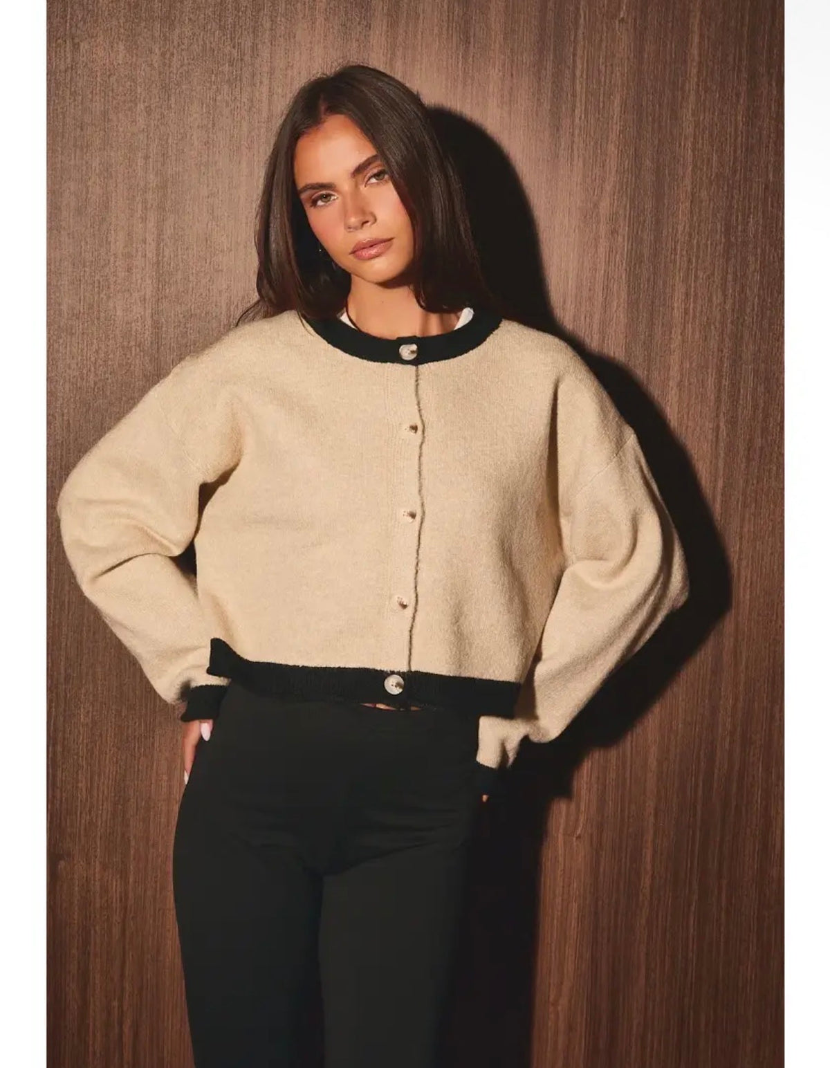 Camille Contrast Cardigan.