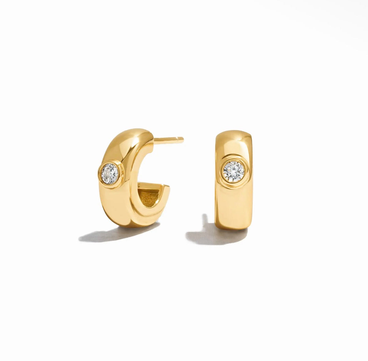 Bezeled Chunky Hoop Earrings