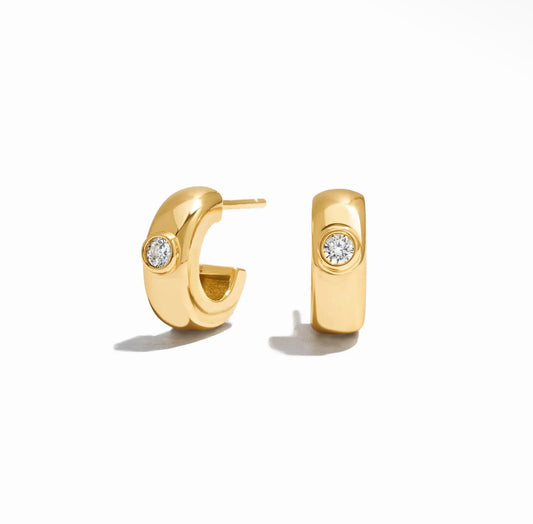 Bezeled Chunky Hoop Earrings