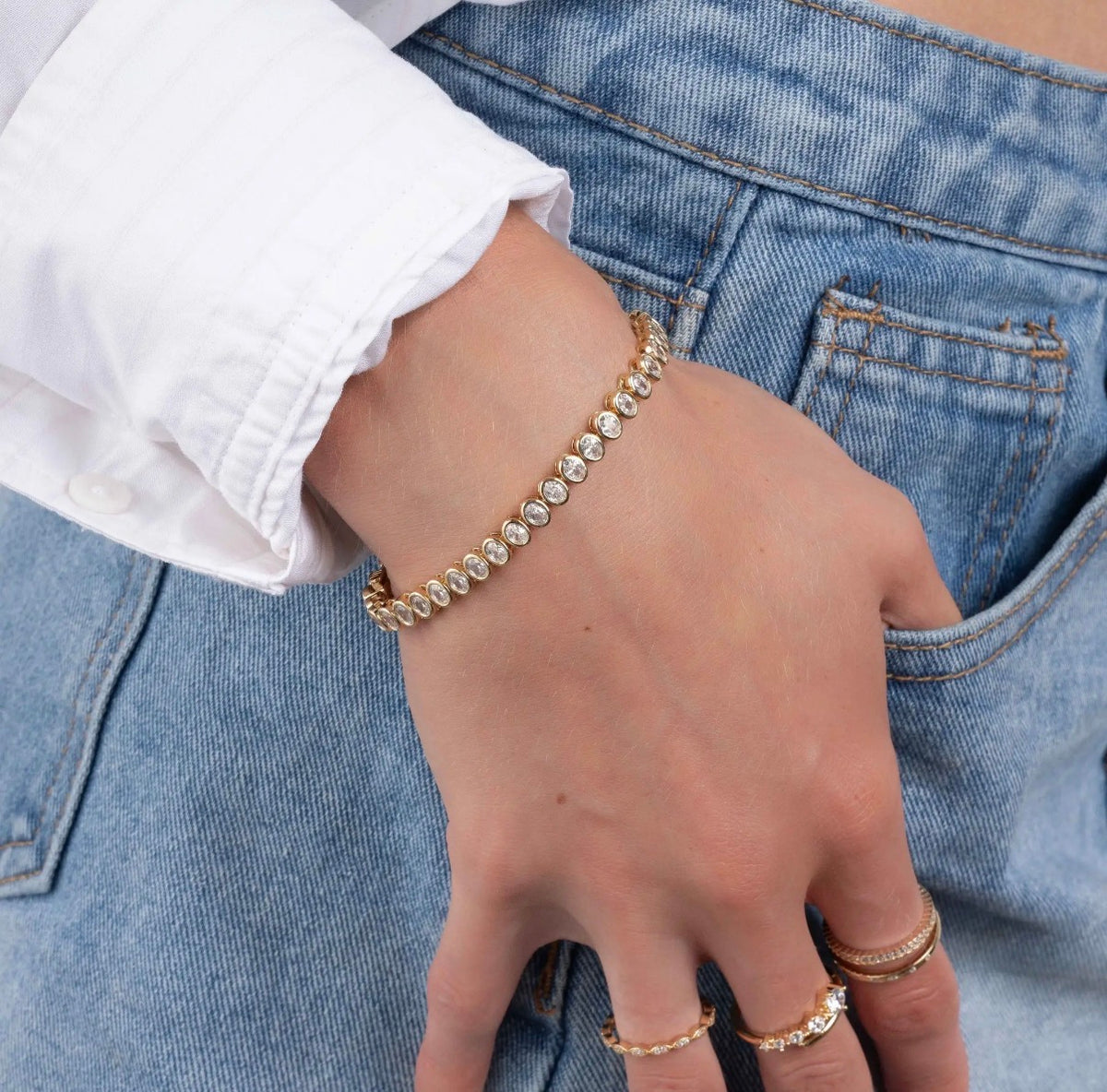 Oval Bezel Tennis Bracelet