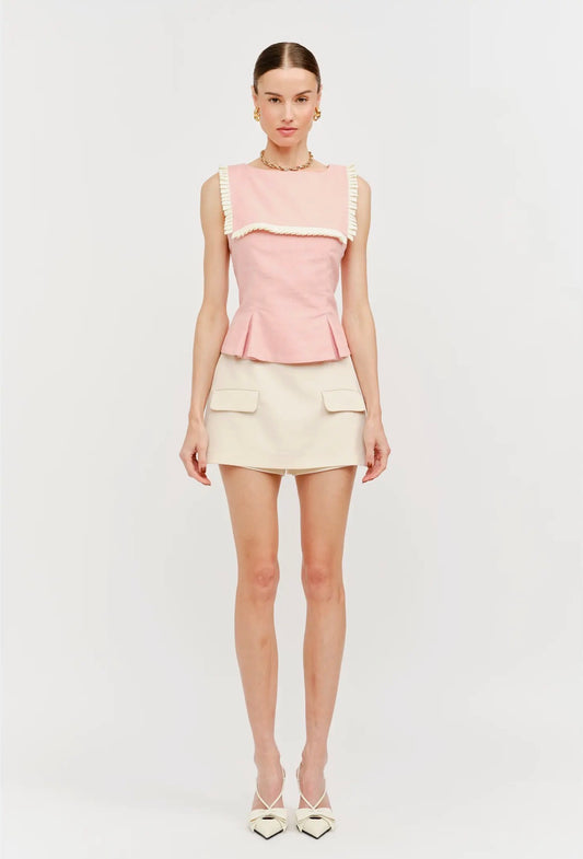 Bodie Linen Blend Collared Top
