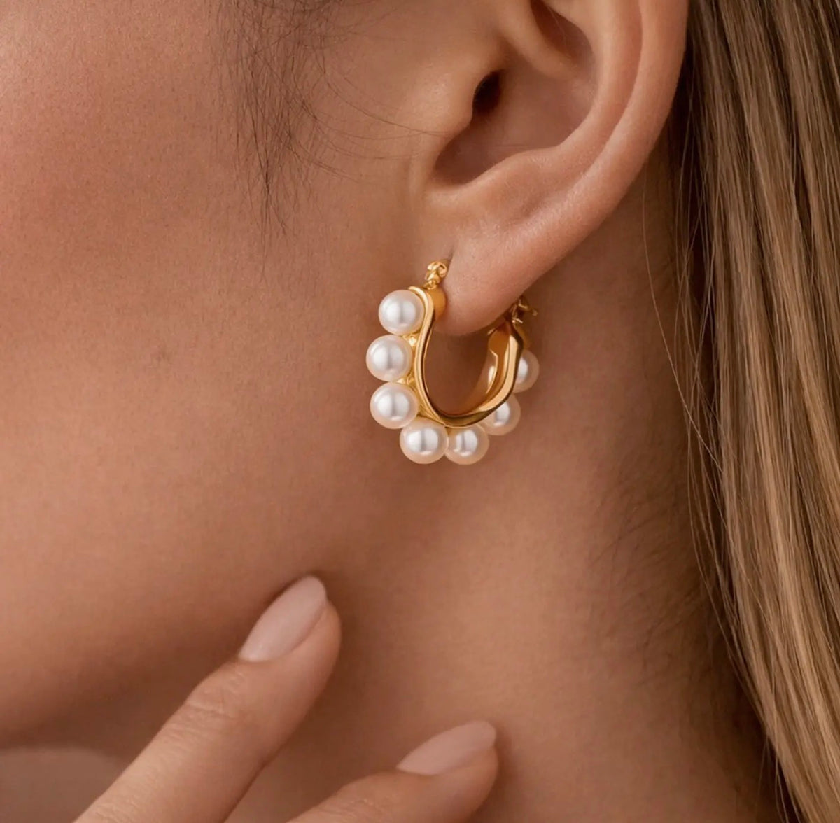 18K Gold Plated Waterproof Stainless Steel Hoop Earrings -