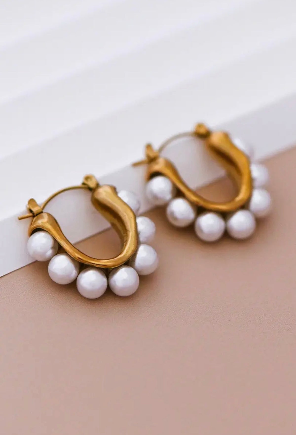 18K Gold Plated Waterproof Stainless Steel Hoop Earrings -