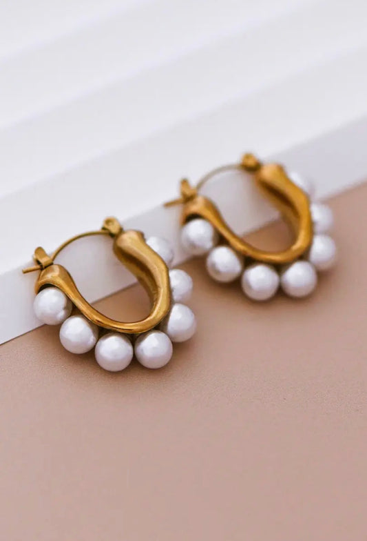 18K Gold Plated Waterproof Stainless Steel Hoop Earrings -